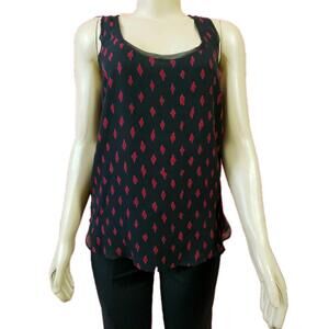 ADAM by Adam Lippes Women Top Size 8 Black & red Printed Sleeveless Silk #1